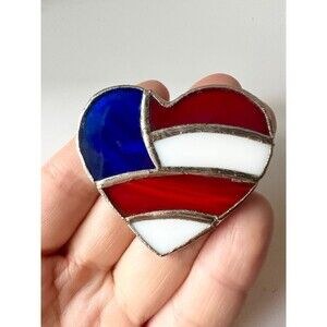American flag heart stained glass Brooch pendant